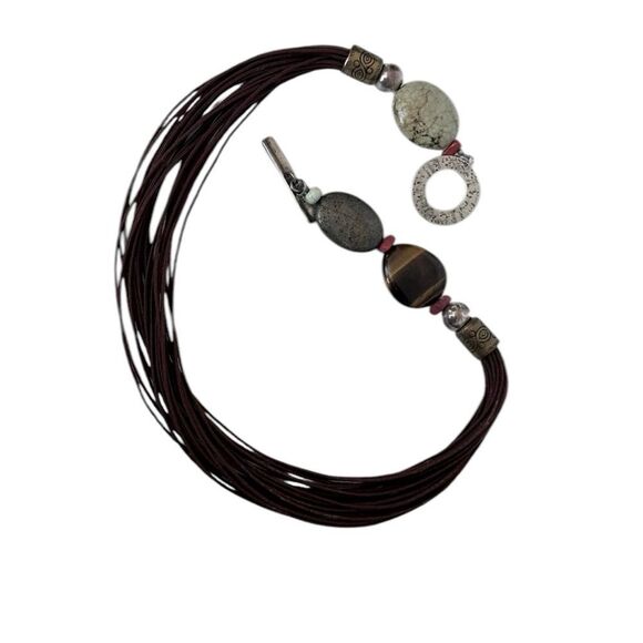 Silpada N1891 Sterling Silver Toggle Multi Strand Tigers Eye Howlite Necklace - Picture 4 of 5